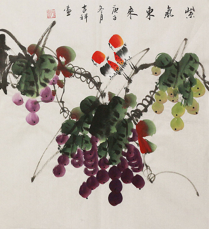 斗方花鸟作品——画家吉祥