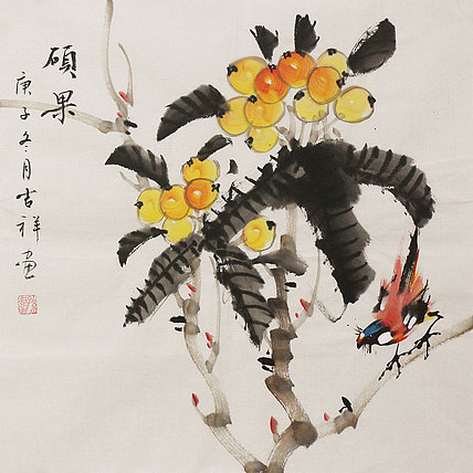 斗方花鸟作品——画家吉祥