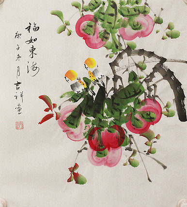 斗方花鸟作品——画家吉祥
