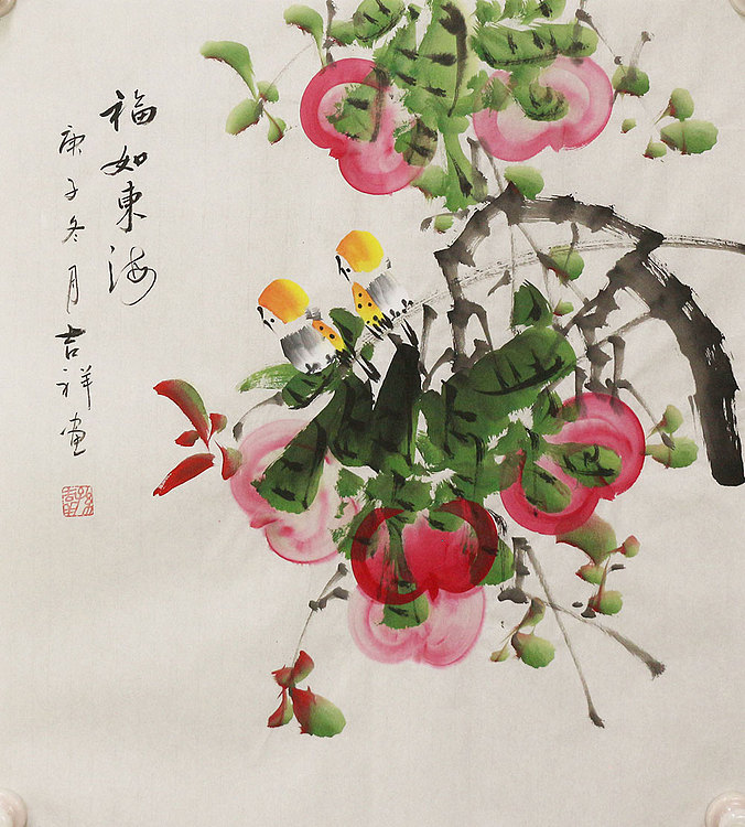 斗方花鸟作品——画家吉祥