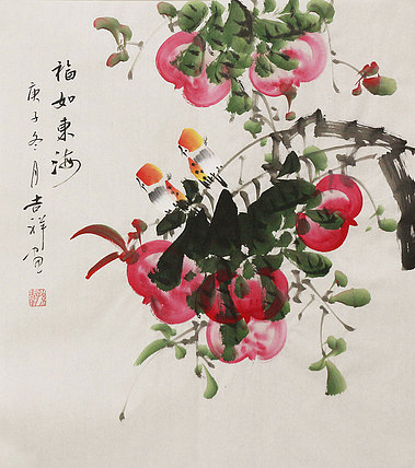 斗方花鸟作品——画家吉祥