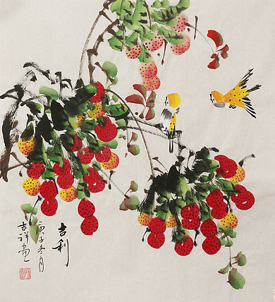 斗方花鸟作品&mdash;&mdash;画家吉祥