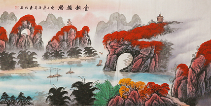 四尺山水作品——画家陆建兵