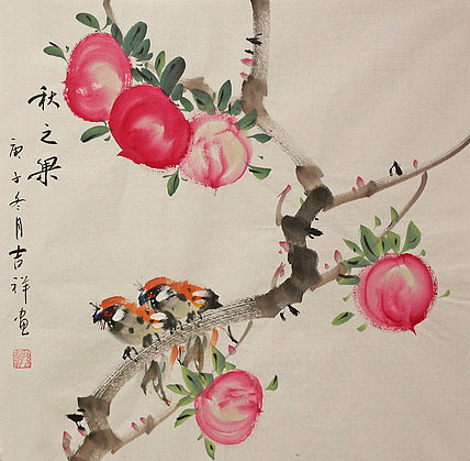 斗方花鸟作品——画家吉祥