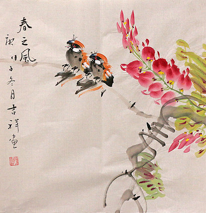斗方花鸟作品&mdash;&mdash;画家吉祥