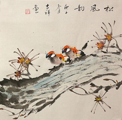 斗方花鸟作品——画家吉祥