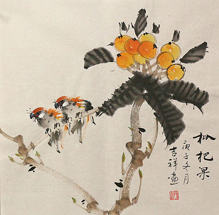 斗方花鸟作品——画家吉祥