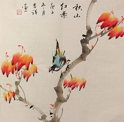 斗方花鸟作品——画家吉祥