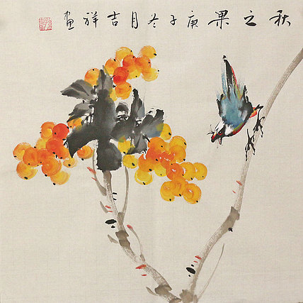 斗方花鸟作品——画家吉祥