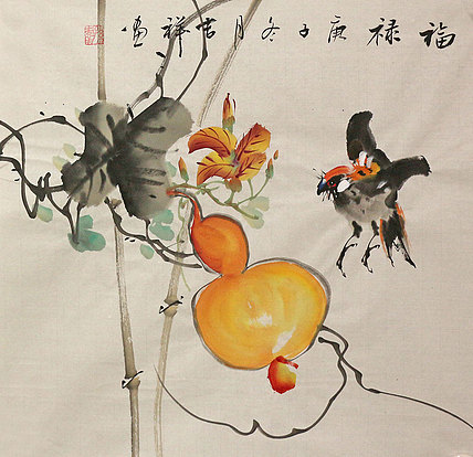 斗方花鸟作品&mdash;&mdash;画家吉祥