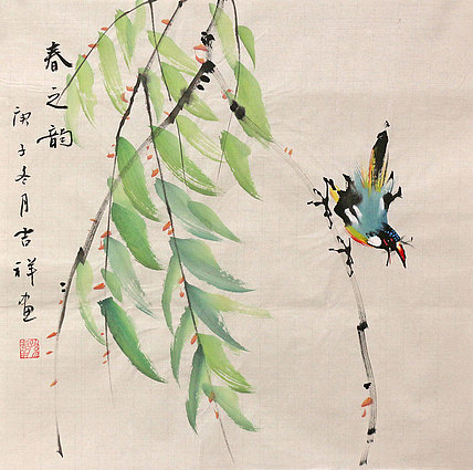斗方花鸟作品——画家吉祥