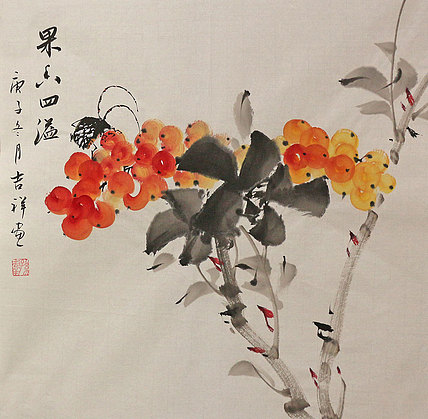 斗方花鸟作品——画家吉祥