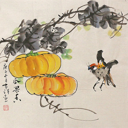 斗方花鸟作品&mdash;&mdash;画家吉祥