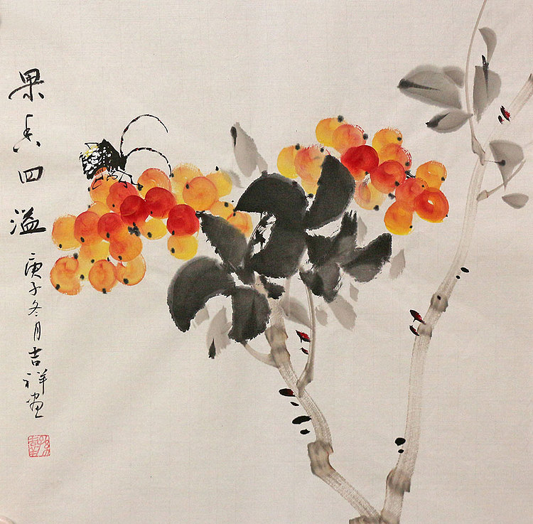 斗方花鸟作品——画家吉祥