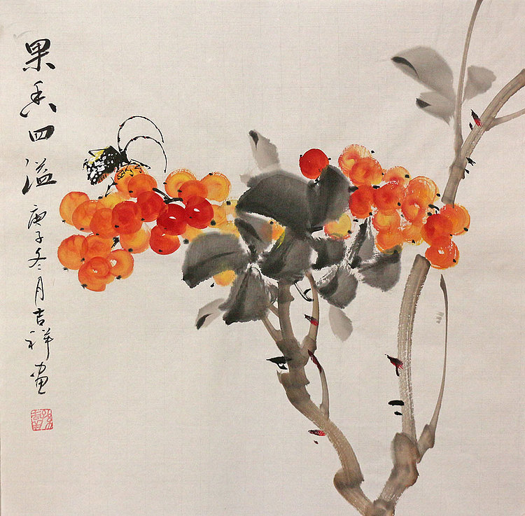 斗方花鸟作品——画家吉祥