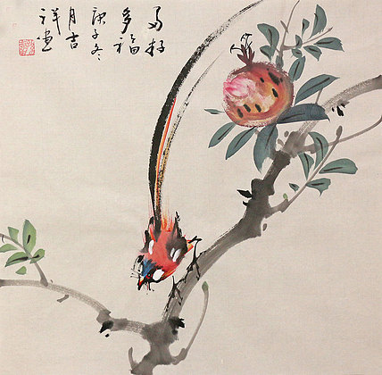斗方花鸟作品——画家吉祥