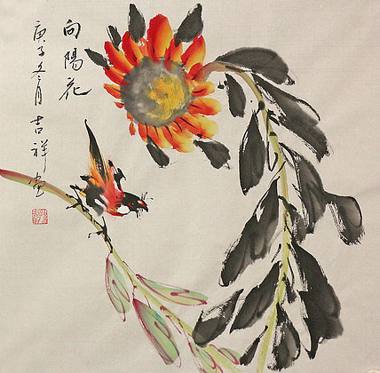 斗方花鸟作品——画家吉祥