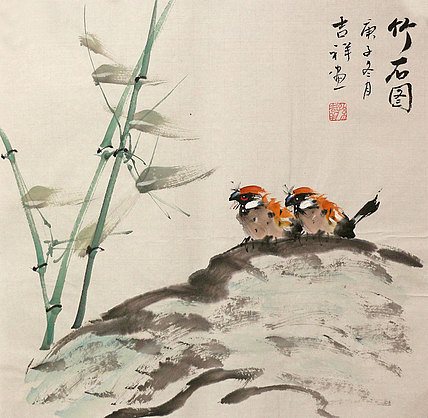 斗方花鸟作品——画家吉祥