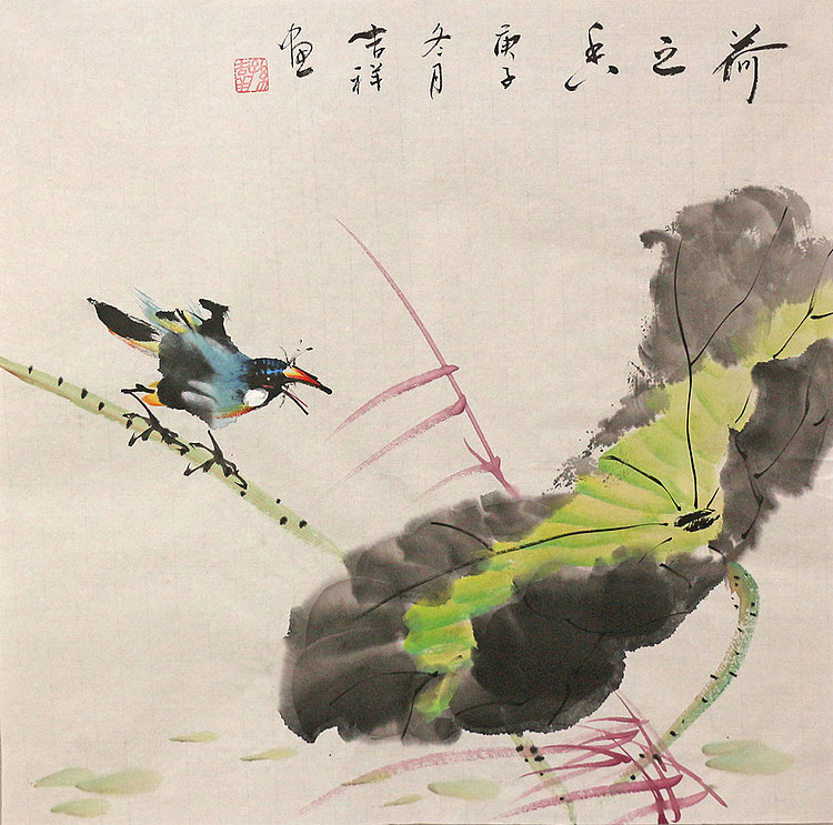 斗方花鸟作品——画家吉祥