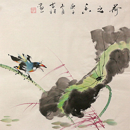 斗方花鸟作品——画家吉祥