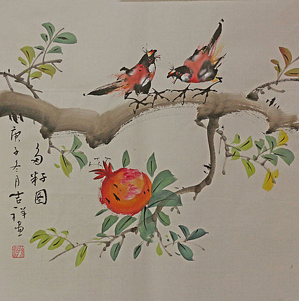 斗方花鸟作品——画家吉祥