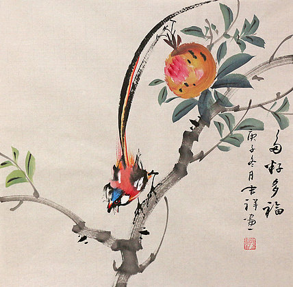 斗方花鸟作品——画家吉祥