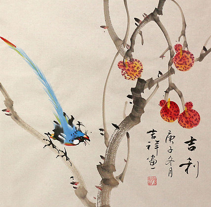 斗方花鸟作品——画家吉祥