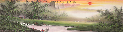 六尺对开山水&mdash;&mdash;画家临光