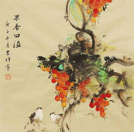 斗方花鸟——画家吉祥