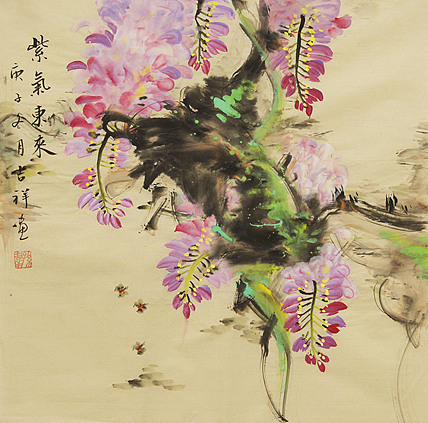 斗方花鸟——画家吉祥