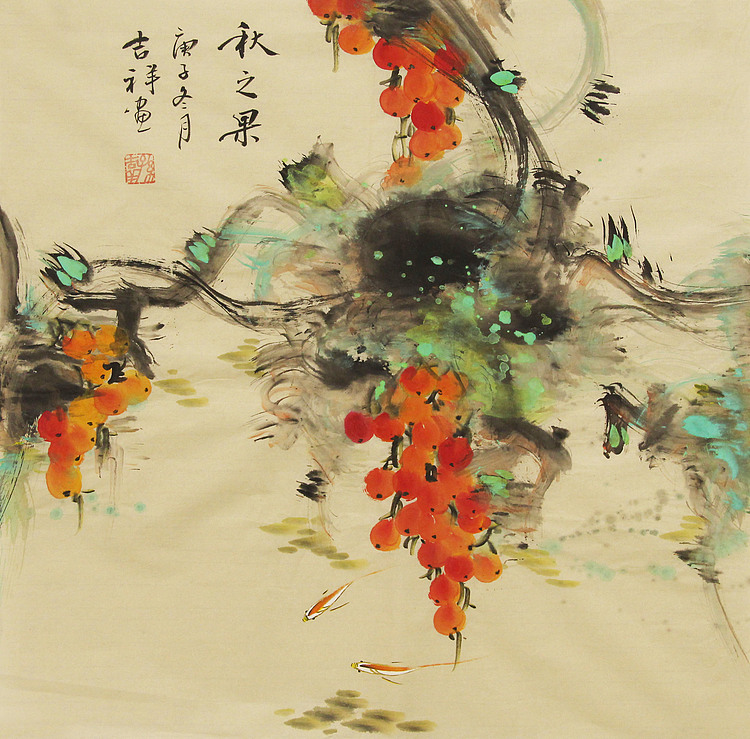 斗方花鸟——画家吉祥