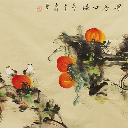 斗方花鸟——画家吉祥