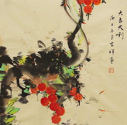 斗方花鸟——画家吉祥