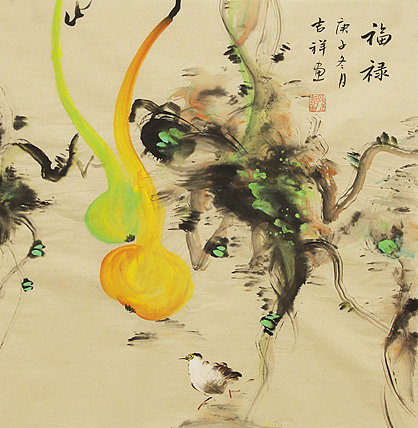 斗方花鸟——画家吉祥
