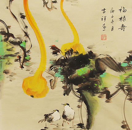 斗方花鸟——画家吉祥
