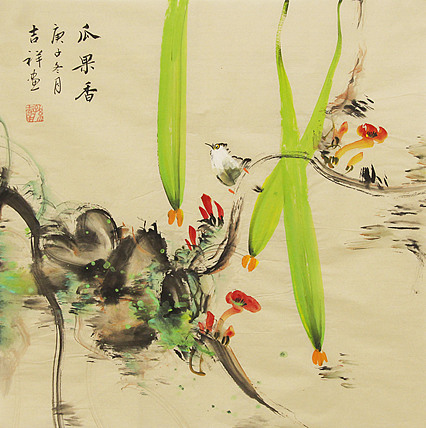 斗方花鸟——画家吉祥