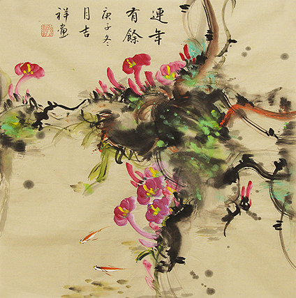 斗方花鸟——画家吉祥
