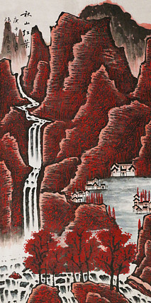 画家 张之鹰 秋山红叶 四尺山水作品