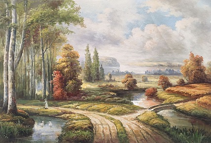 黄明灯手绘油画作品《路》