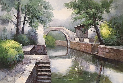 余建生手绘油画作品《春色撩人》