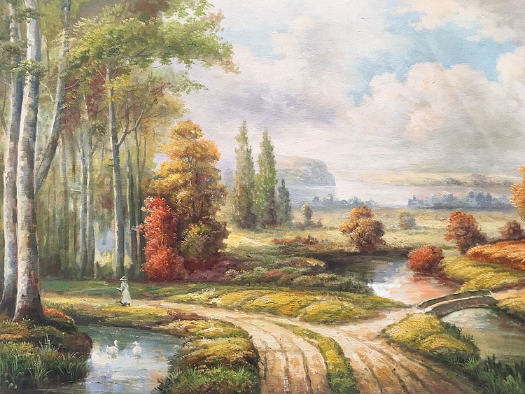 黄明灯手绘油画作品《路》