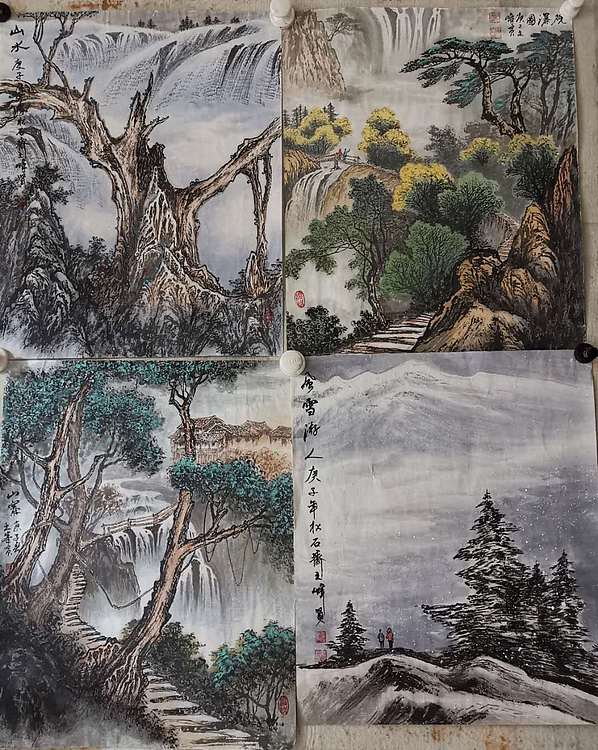 松石 山水画小品
