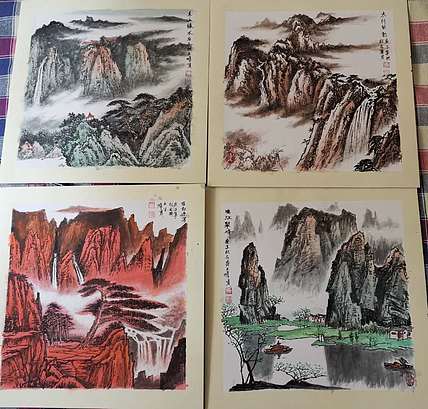 松石 山水画（卡纸）