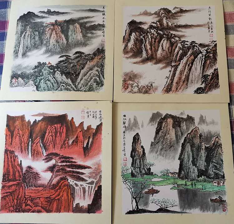 松石 山水画（卡纸）