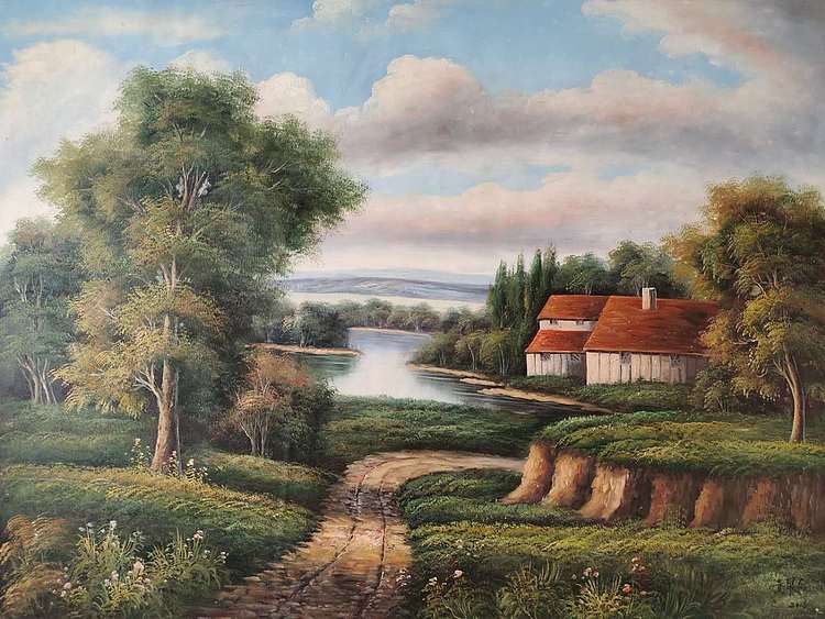 莆田市油画艺术产业协会会员 黄联合 山林农舍