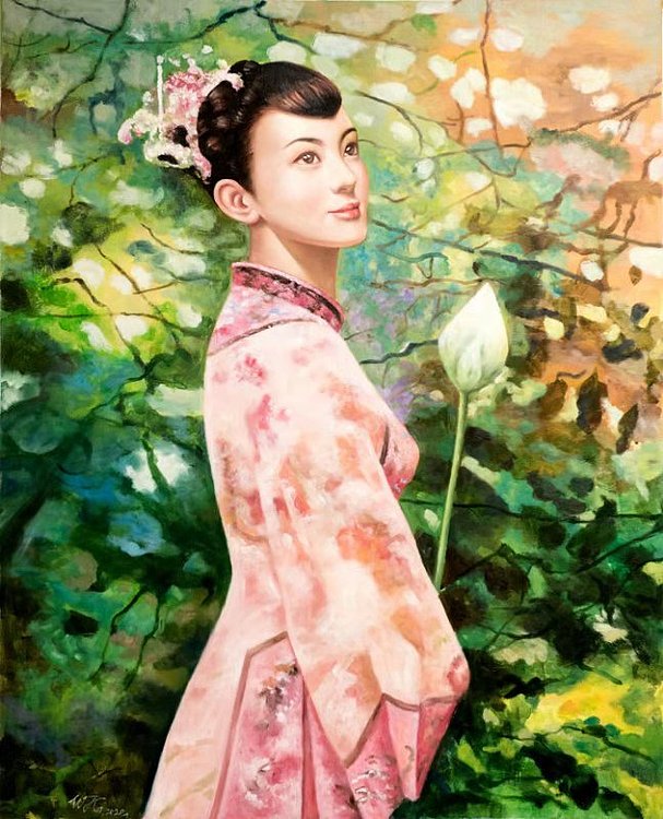 著名油画家  吴军国  荷影