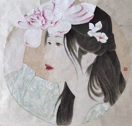 山东省 当代工笔画院画家   韩蕊   精品工笔  美女