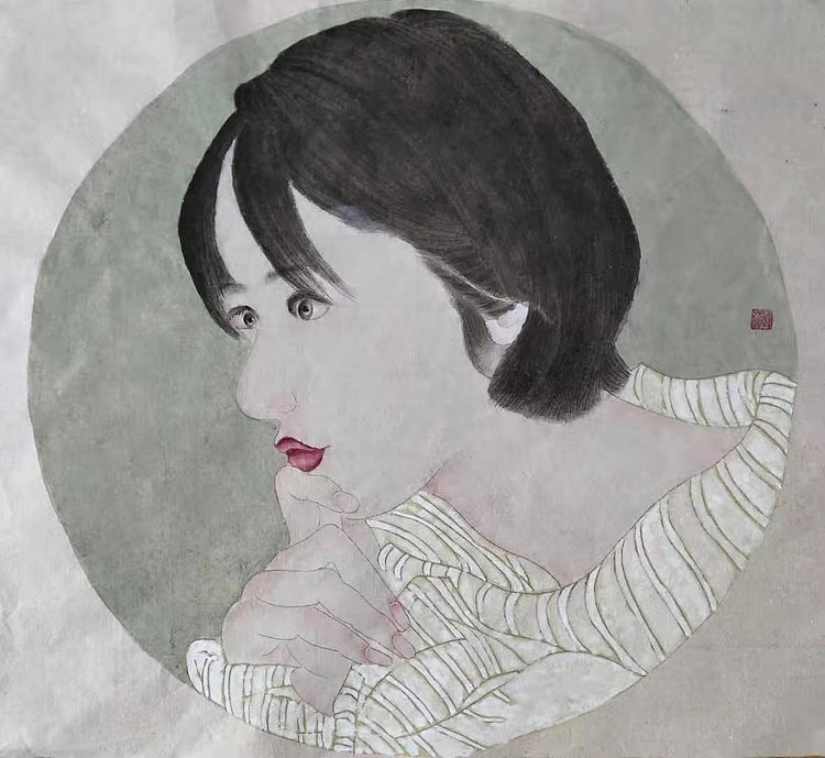 山东省 当代工笔画院画家   韩蕊   精品工笔  美女