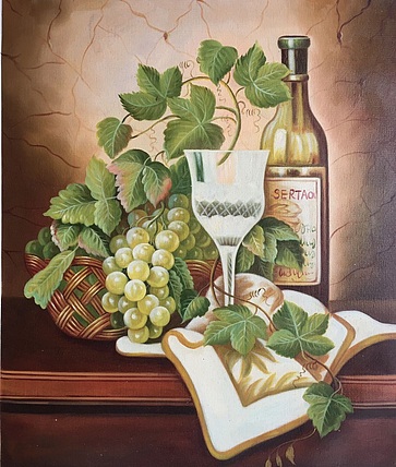 林艺楠手绘油画作品《酒香四溢》