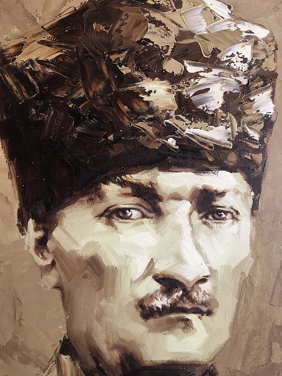 黄振能手绘油画作品《领导者》